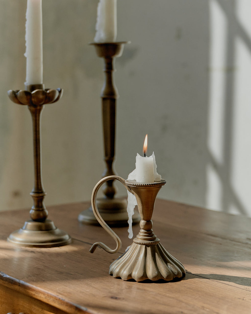 Mavelle Anna Antique Brass Taper Holder candle holder - Side View