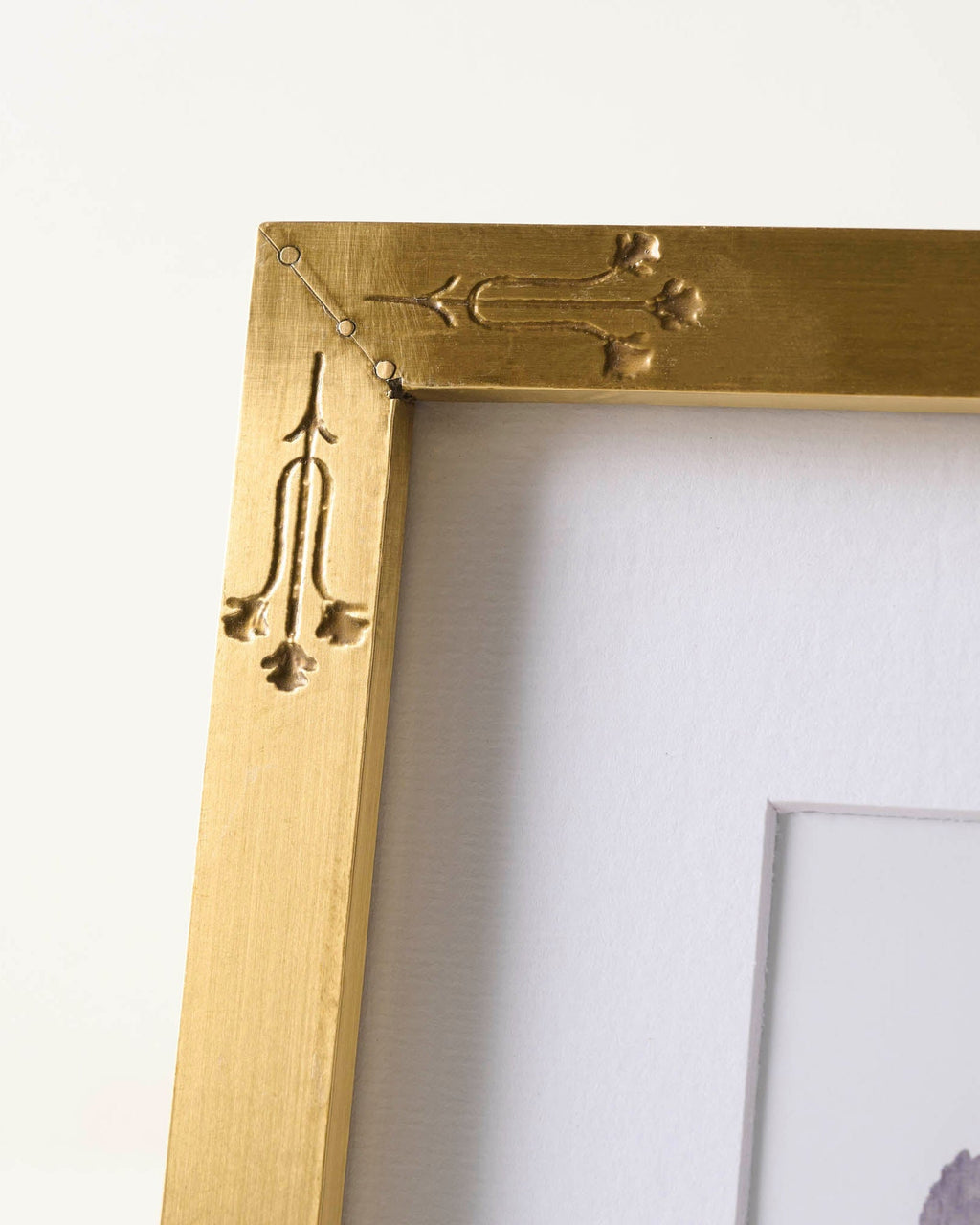 Mavelle Floral Antique Brass Photo Frame picture frame - Side View