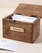 Mavelle Antiqued Wood Recipe Box kitchen tool - Detail View