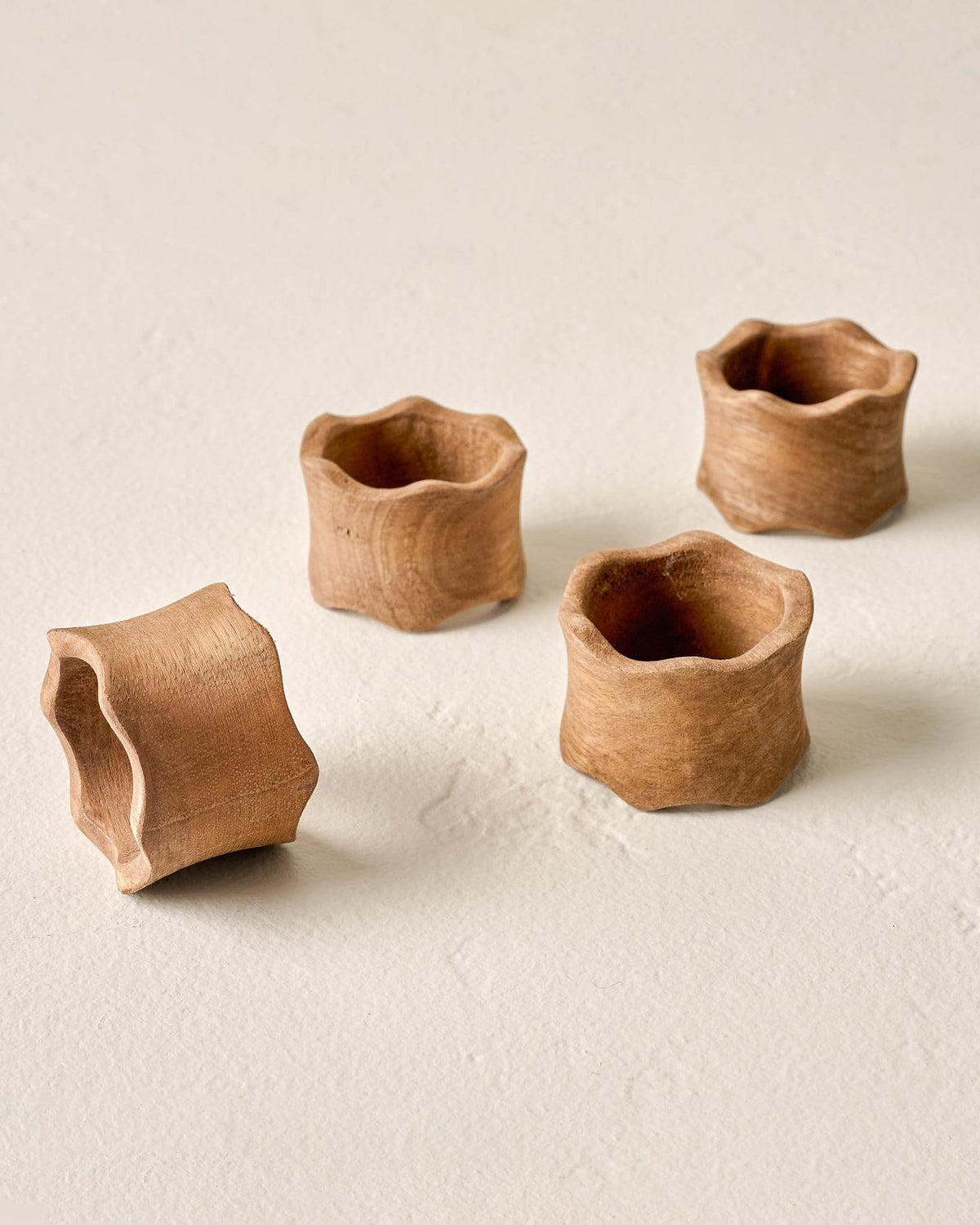Mavelle Antiqued Wood Napkin Ring Set of Four napkin ring set - Detail View