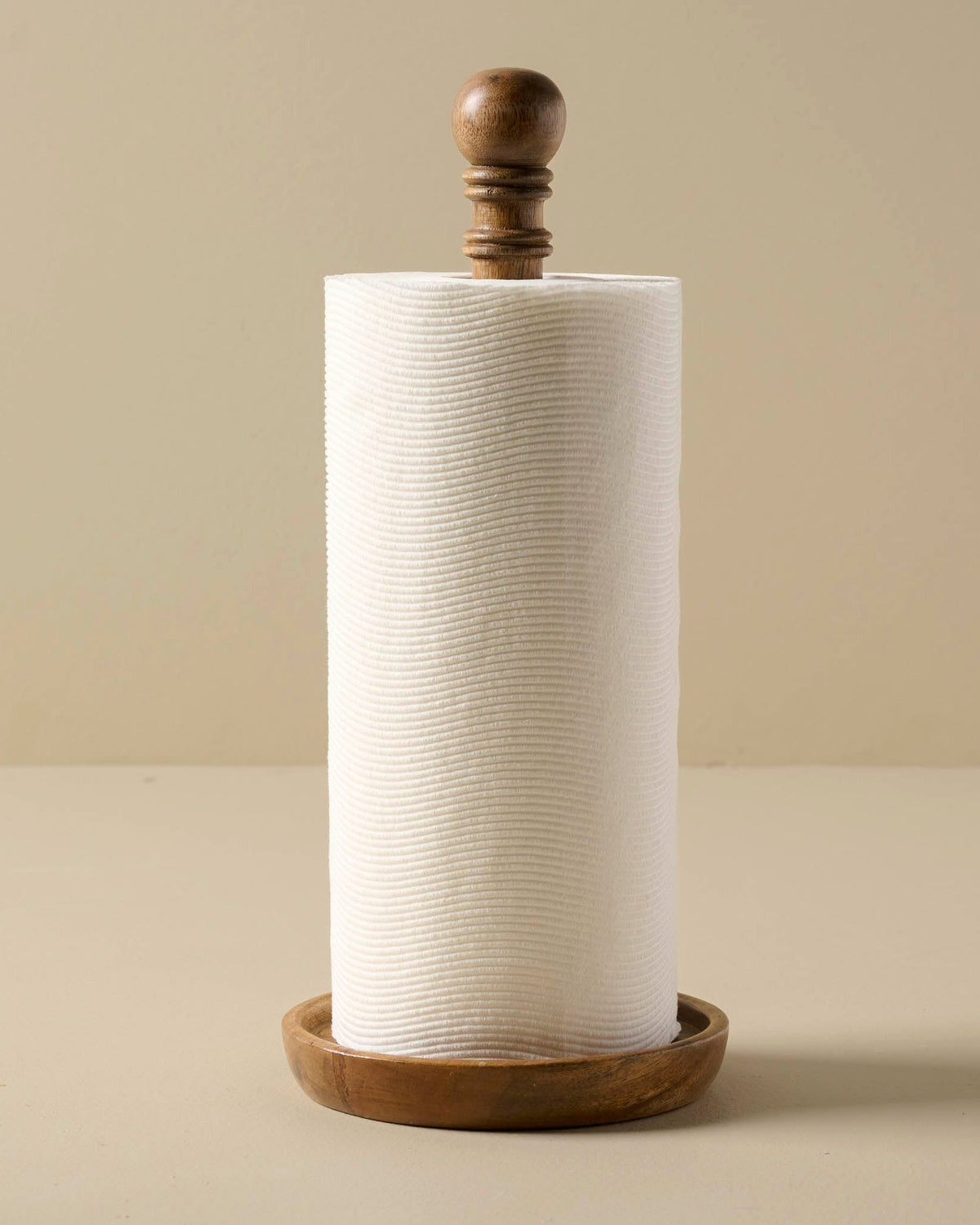 Mavelle Antiqued Wood Paper Towel Holder towel - Detail View