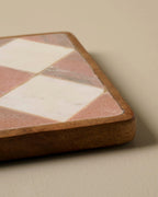 Mavelle Carmella Checkered Marble Trivet trivet - Styled in Room