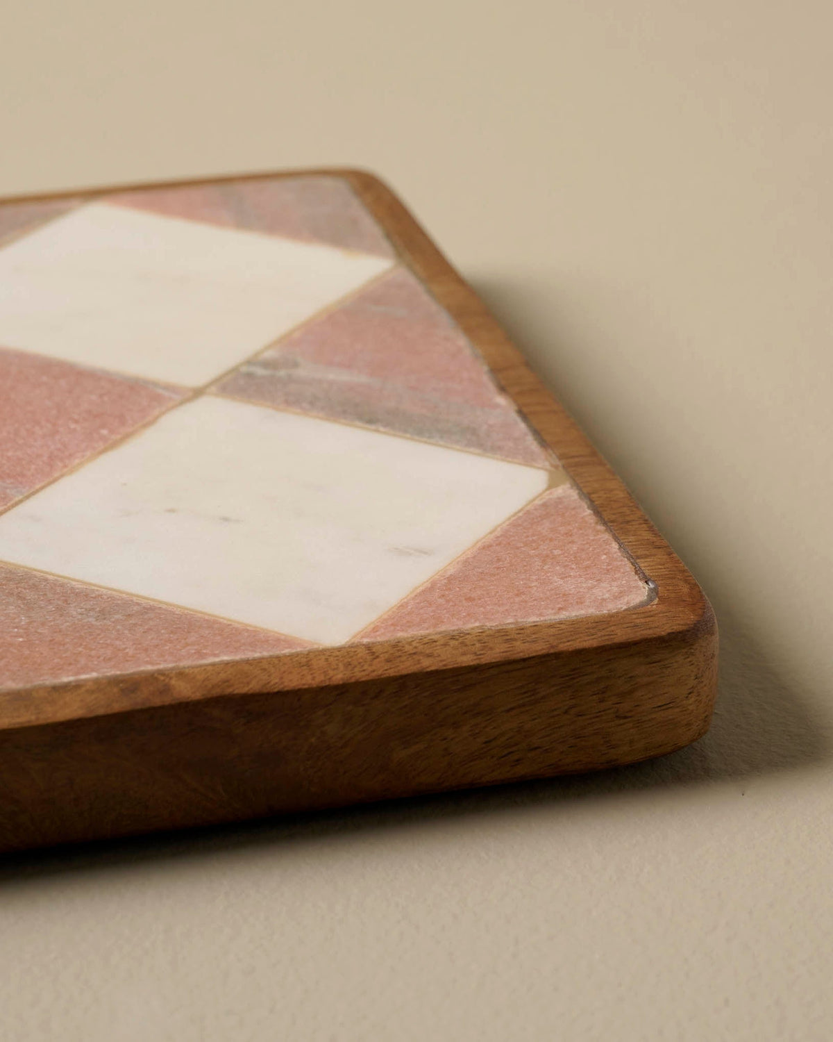 Mavelle Carmella Checkered Marble Trivet trivet - Styled in Room