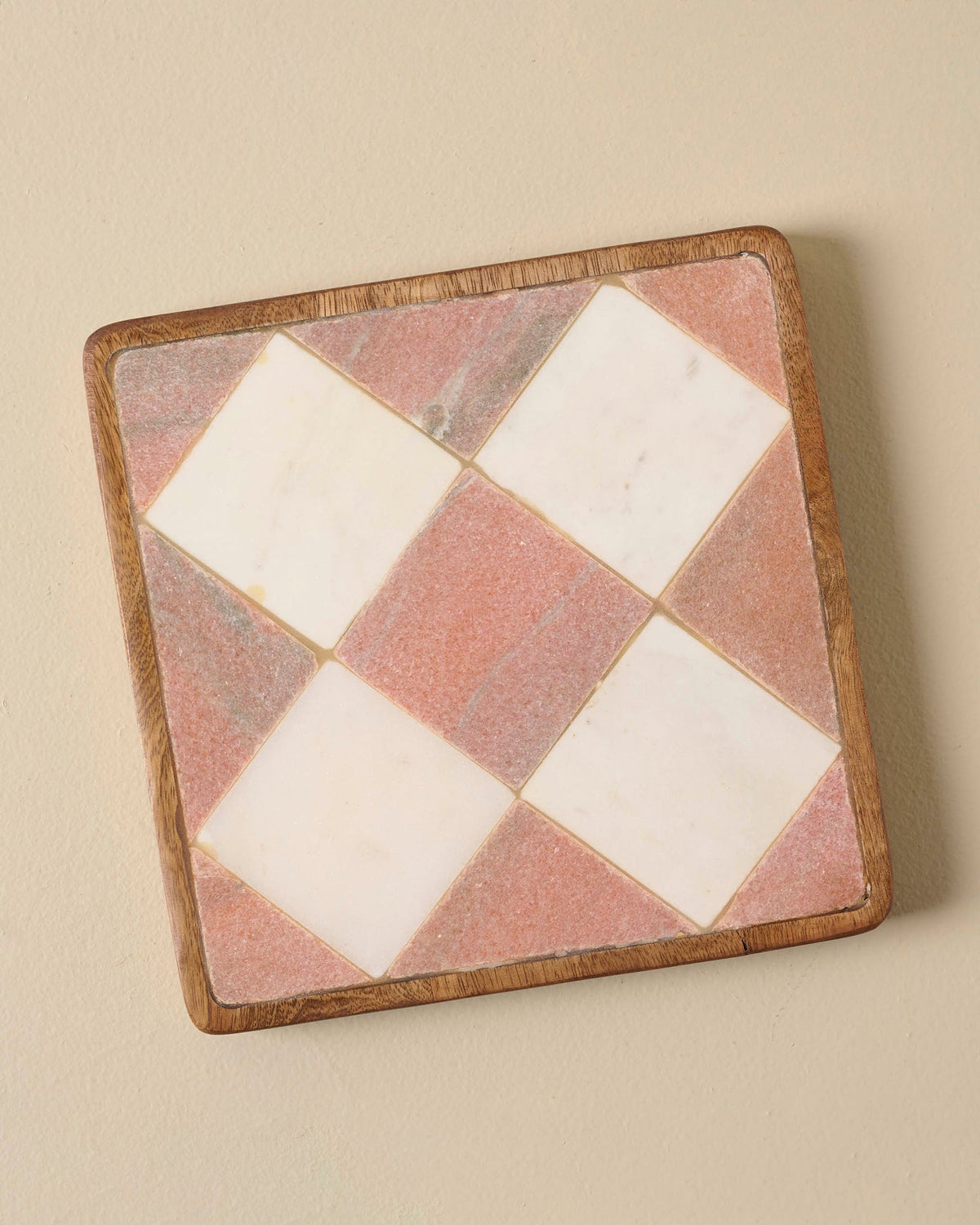 Mavelle Carmella Checkered Marble Trivet trivet - Detail View
