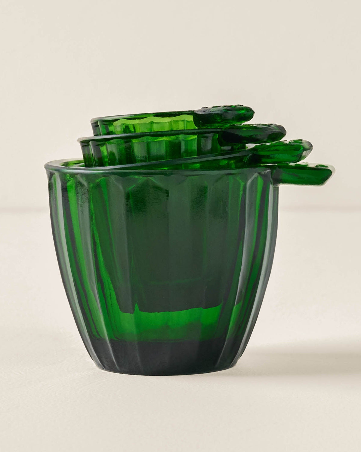 Mavelle Green Glass Measuring Cup Set mug - Styled in Room