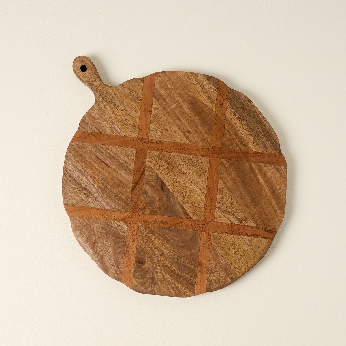 Mavelle Antiqued Wood Round Serving Board serving board - Detail View