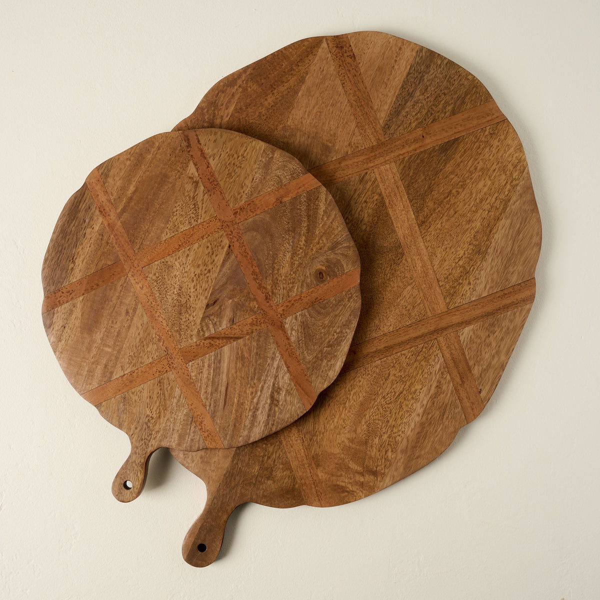 Mavelle Antiqued Wood Round Serving Board serving board - Side View