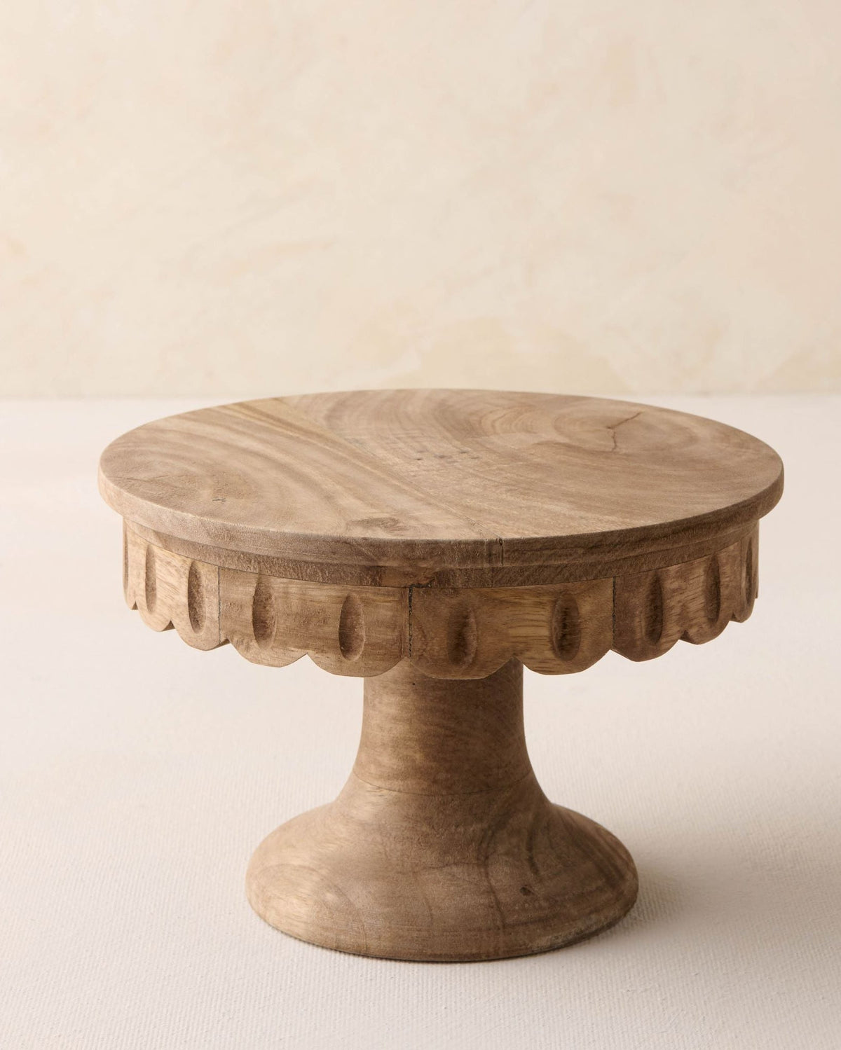 Mavelle Antiqued Wood Scalloped Cake Stand cake stand