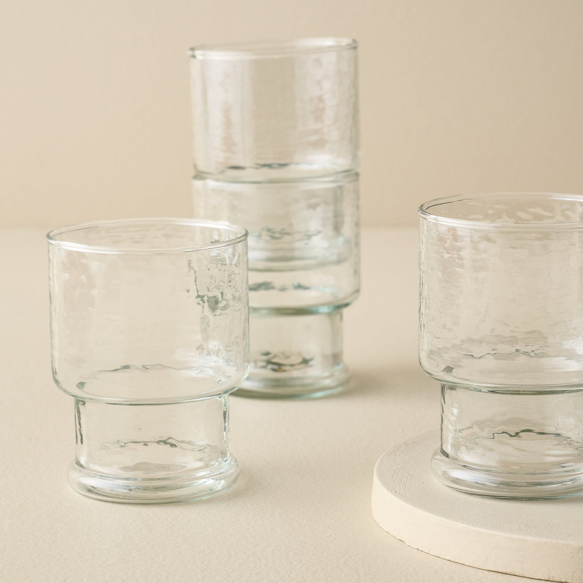 Mavelle Rustic Glass Stacking Tumbler Bundle (Set of 4) - Small drinking glass - Detail View