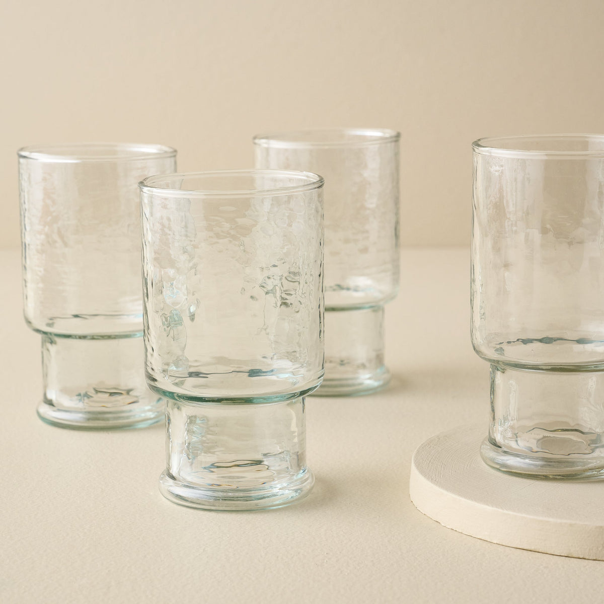 Mavelle Rustic Glass Stacking Tumbler Bundle (Set of 4) - Large drinking glass - Detail View