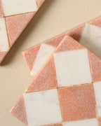 Mavelle Carmella Checkered Marble Coasters Set of Four coaster set - Styled in Room