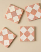 Mavelle Carmella Checkered Marble Coasters Set of Four coaster set - Detail View