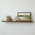 Mavelle Elliott Wood and Brass Picture Ledge wall shelf - Close-Up