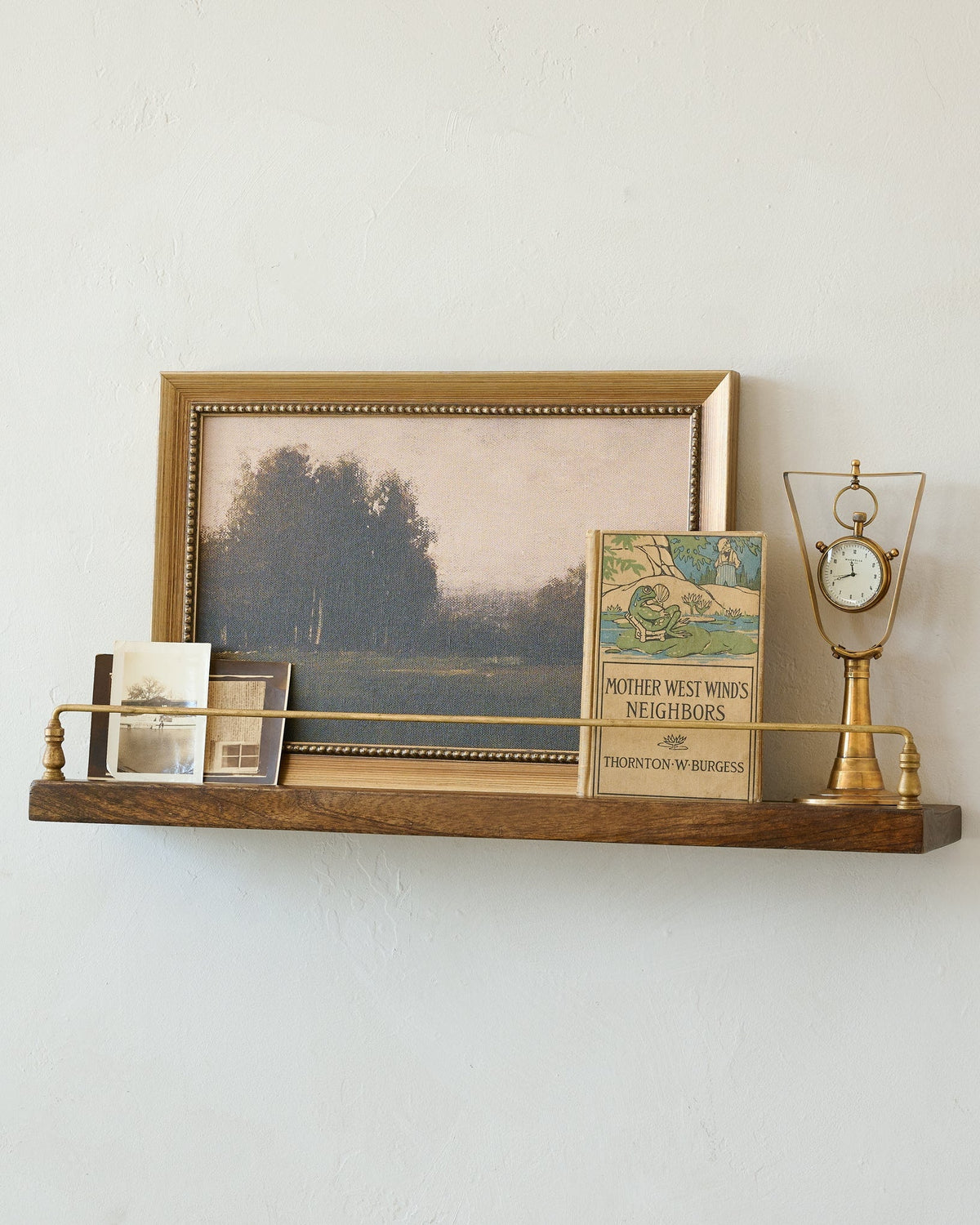 Mavelle Elliott Wood and Brass Picture Ledge wall shelf - Alternate View