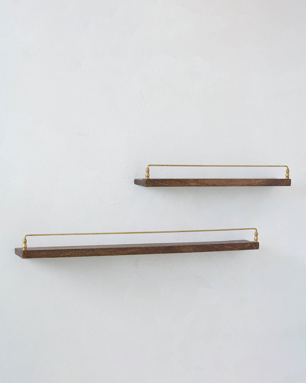 Mavelle Elliott Wood and Brass Picture Ledge wall shelf