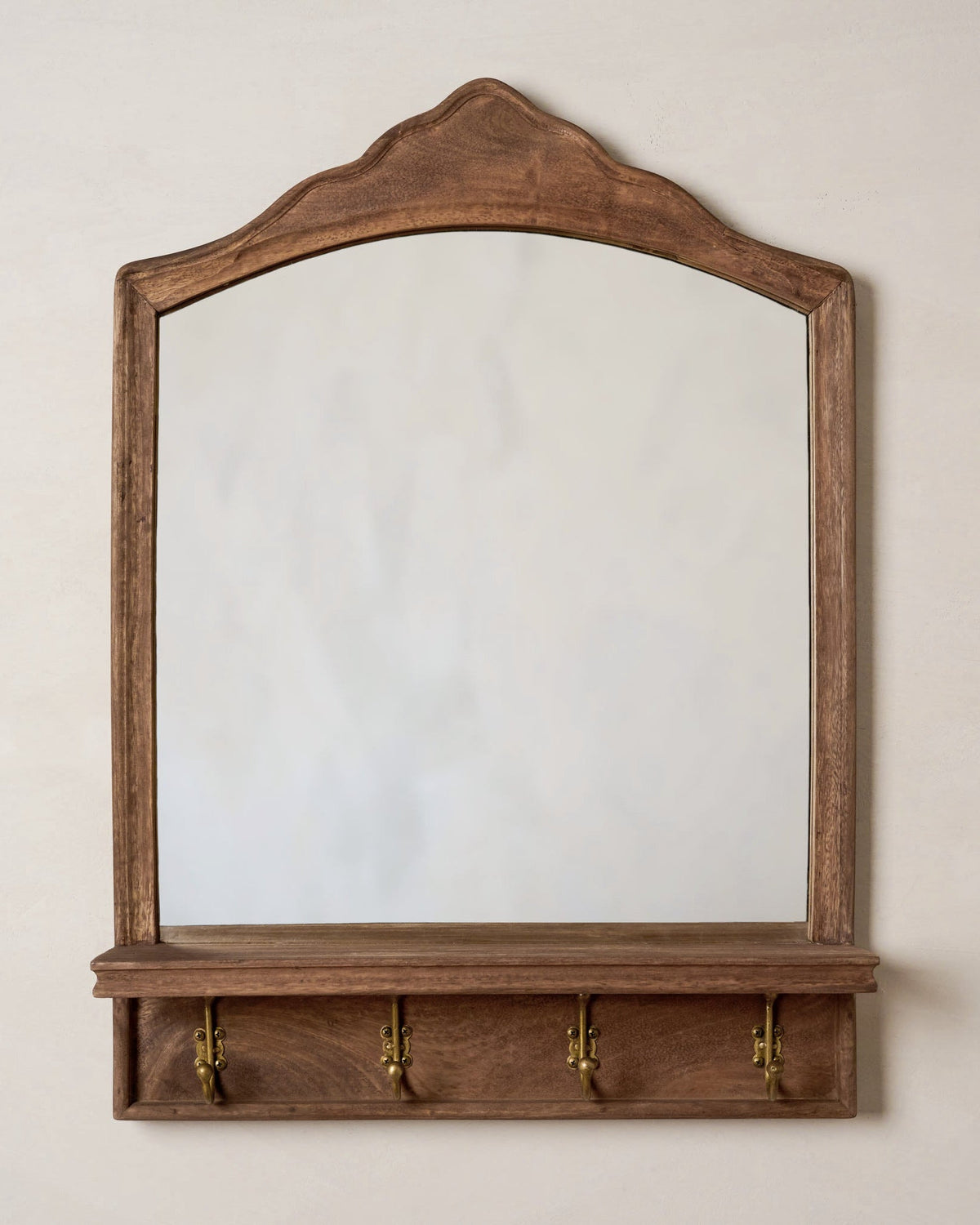 Mavelle James Mirror with Hooks and Shelf wall shelf