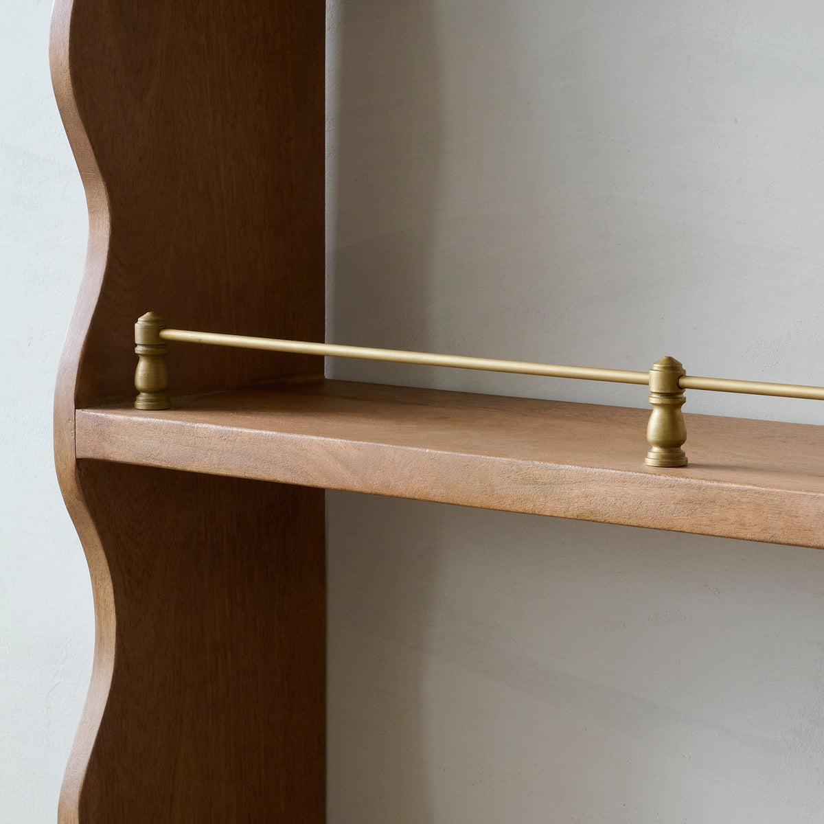 Mavelle Faye Scallop Shelf with Brass Rails wall shelf - Close-Up