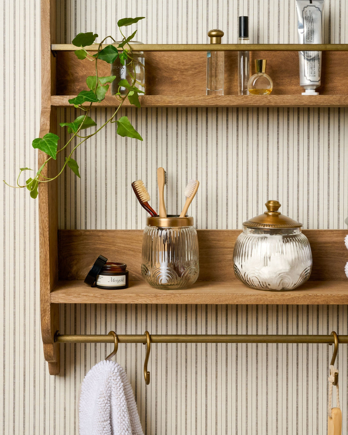 Mavelle Hannon Wood and Brass Display Shelf wall shelf