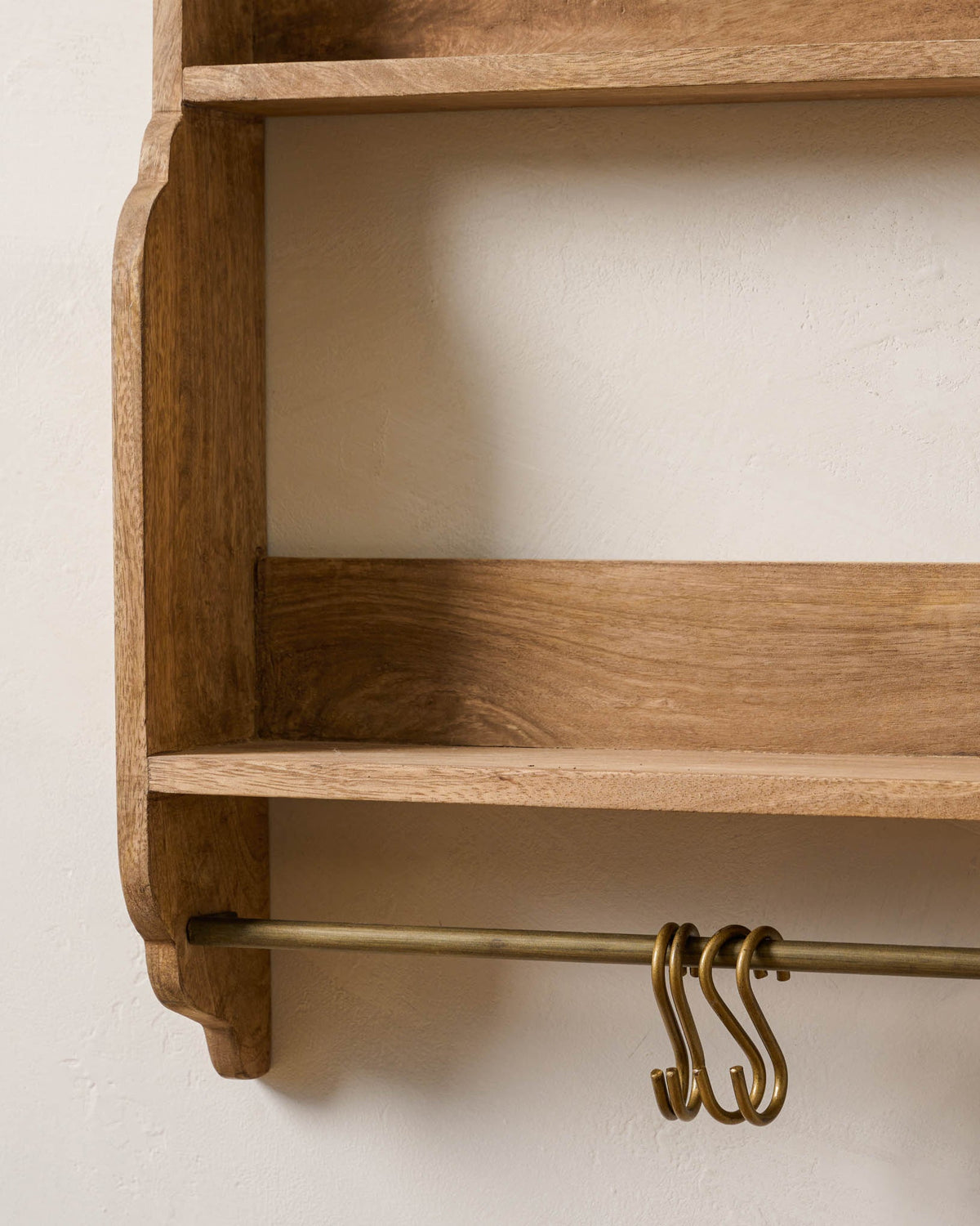 Mavelle Hannon Wood and Brass Display Shelf wall shelf - Side View