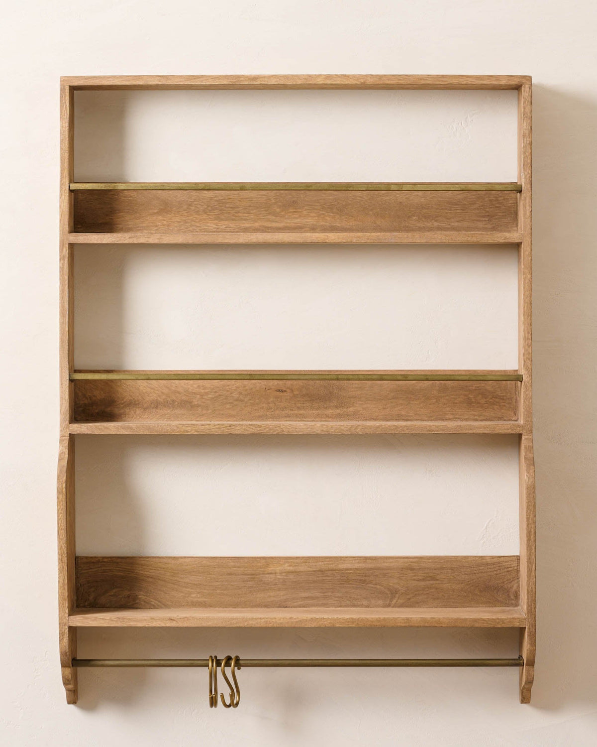 Mavelle Hannon Wood and Brass Display Shelf wall shelf - Close-Up