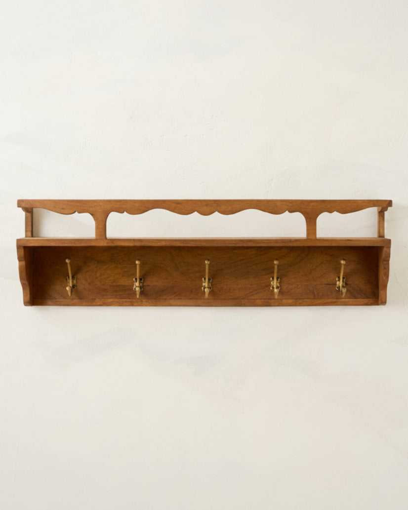 Mavelle Daphne Wood and Brass Display Shelf wall shelf