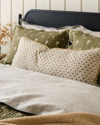 Mavelle Thea Clay Block Print Large Lumbar Pillow throw pillow - Styled in Room