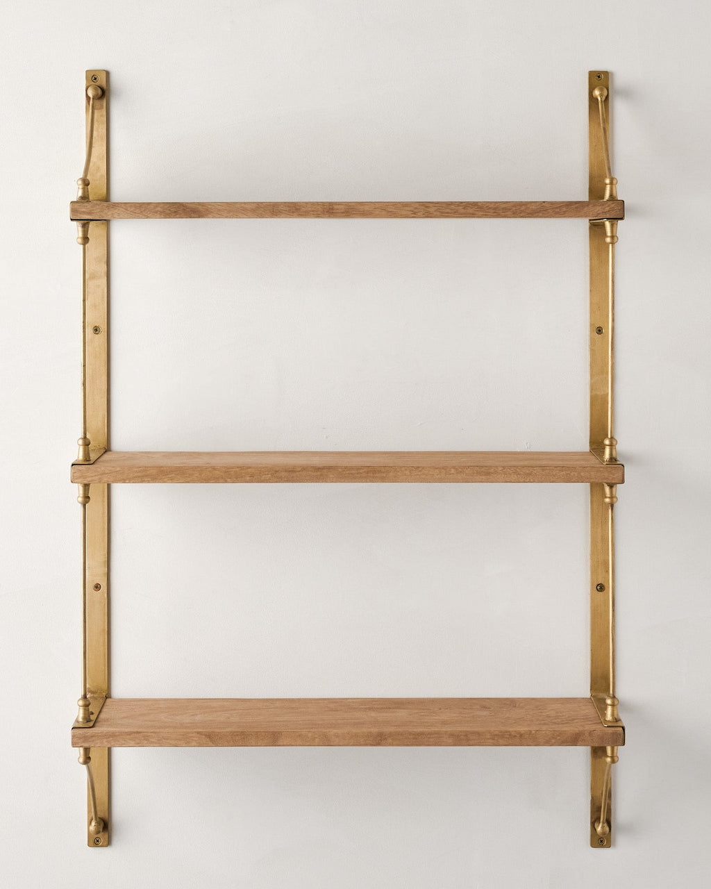 Mavelle Triple Parker Brass and Wood Shelf wall shelf