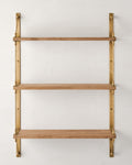 Mavelle Triple Parker Brass and Wood Shelf wall shelf
