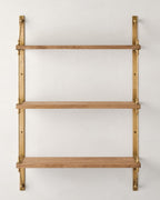 Mavelle Triple Parker Brass and Wood Shelf wall shelf