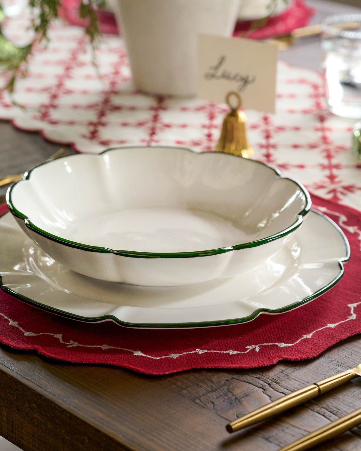 Mavelle Green Luna Scalloped Pasta Bowl bowl - Close-Up