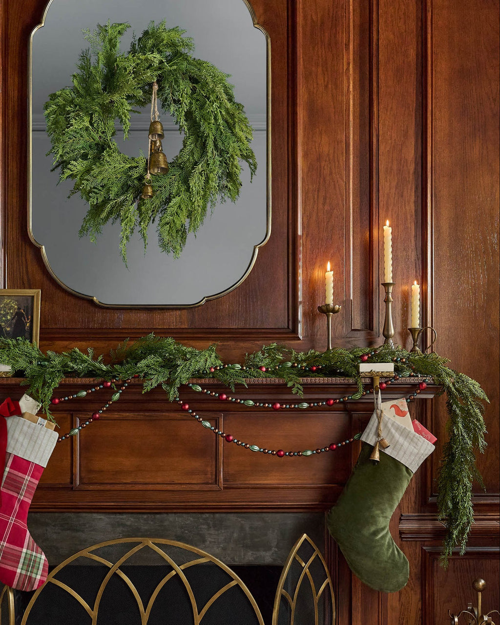 Mavelle Real Touch Cedar Mix Garland - 72" wreath - Side View