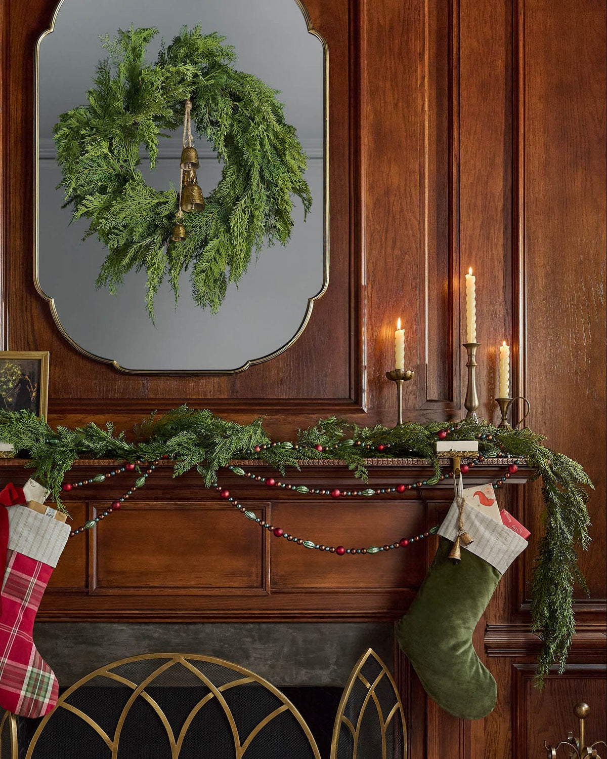 Mavelle Real Touch Cedar Mix Garland - 72" wreath - Side View