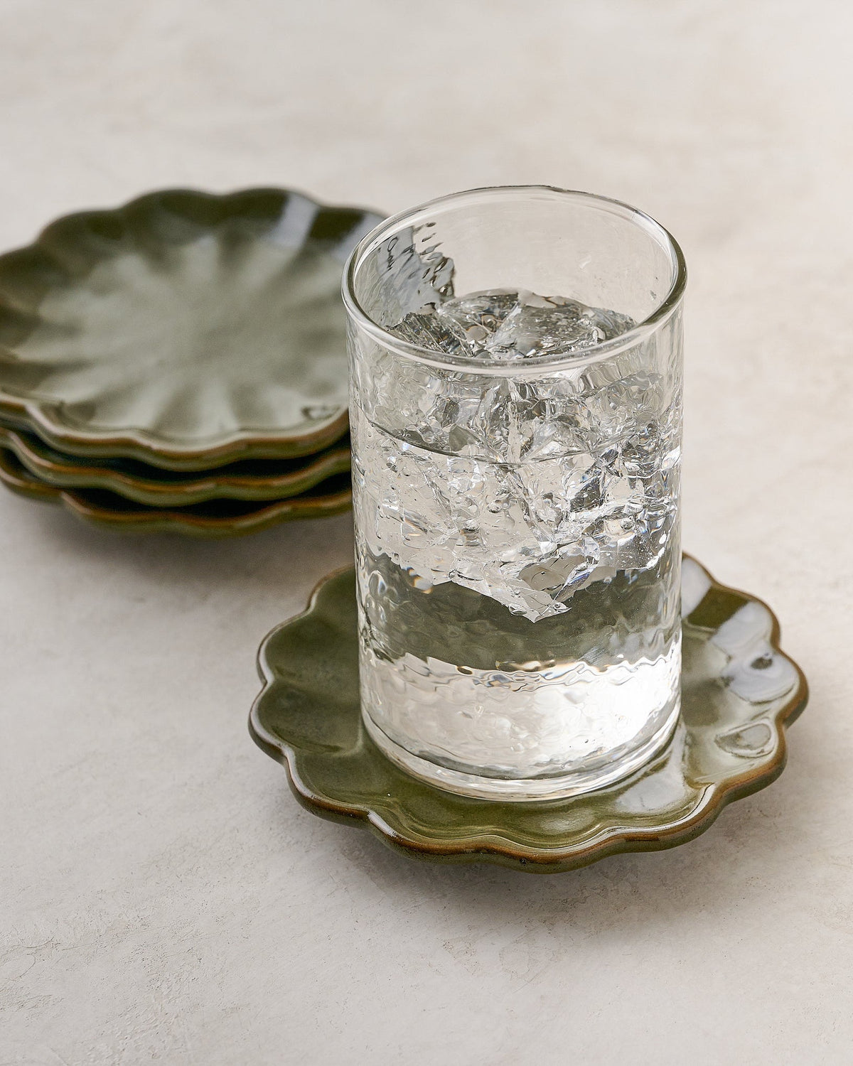 Mavelle Sage Scalloped Edge Coaster Set of Four coaster set - Detail View