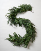 Mavelle Real Touch Cedar Mix Oversized Pre-Lit Garland - 100" wreath - Detail View