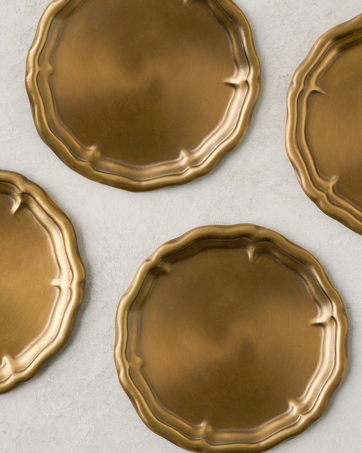 Mavelle Vintage-Inspired Brass Coaster Set of Four coaster set - Detail View