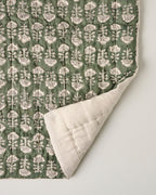 Mavelle Flora Block Printed Quilt - Dusty Green quilt - Alternate View