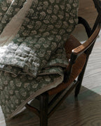 Mavelle Flora Block Printed Quilt - Dusty Green quilt - Styled in Room