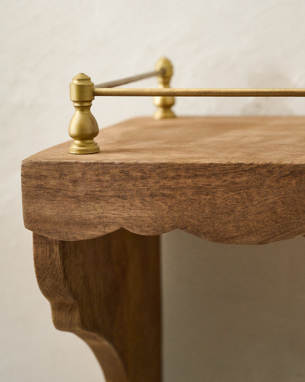 Mavelle Quinn Wood and Brass Railing Shelf wall shelf - View 8