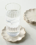 Mavelle French White Scalloped Edge Stoneware Coaster Set coaster set
