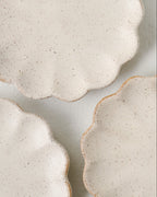 Mavelle French White Scalloped Edge Stoneware Coaster Set coaster set - Styled in Room
