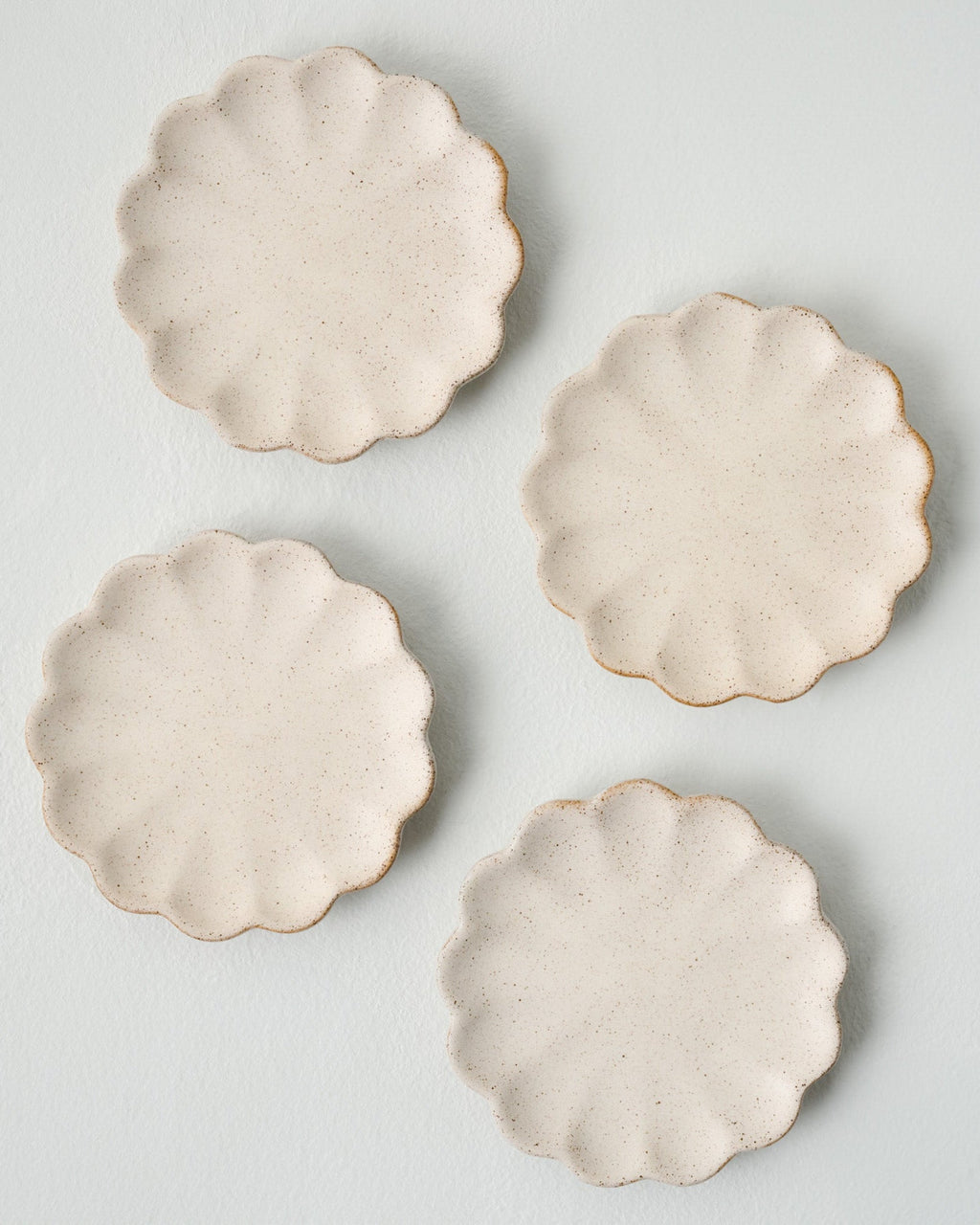 Mavelle French White Scalloped Edge Stoneware Coaster Set coaster set - Detail View