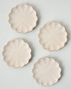 Mavelle French White Scalloped Edge Stoneware Coaster Set coaster set - Detail View