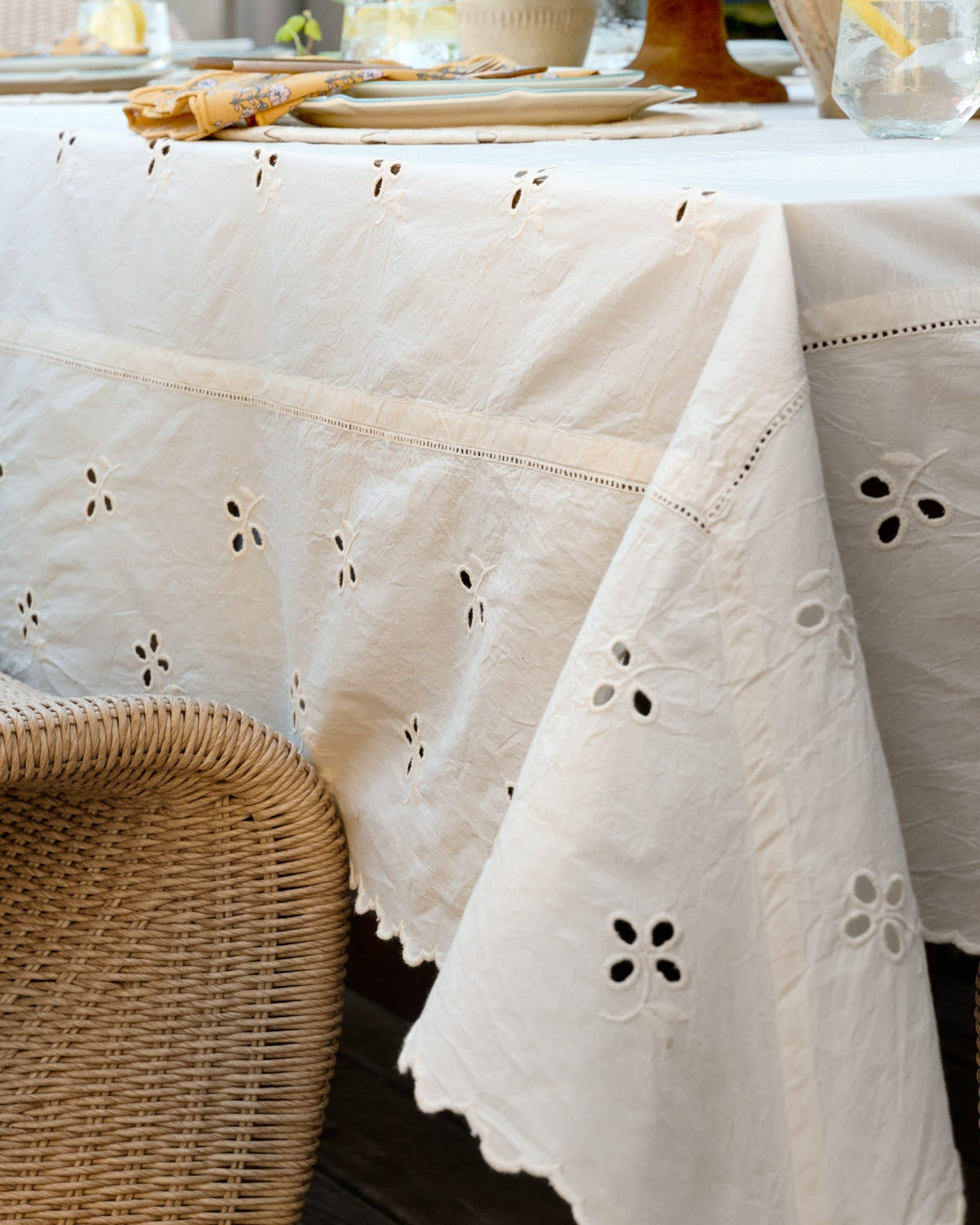 Mavelle Antique White Eyelet Tablecloth tablecloth