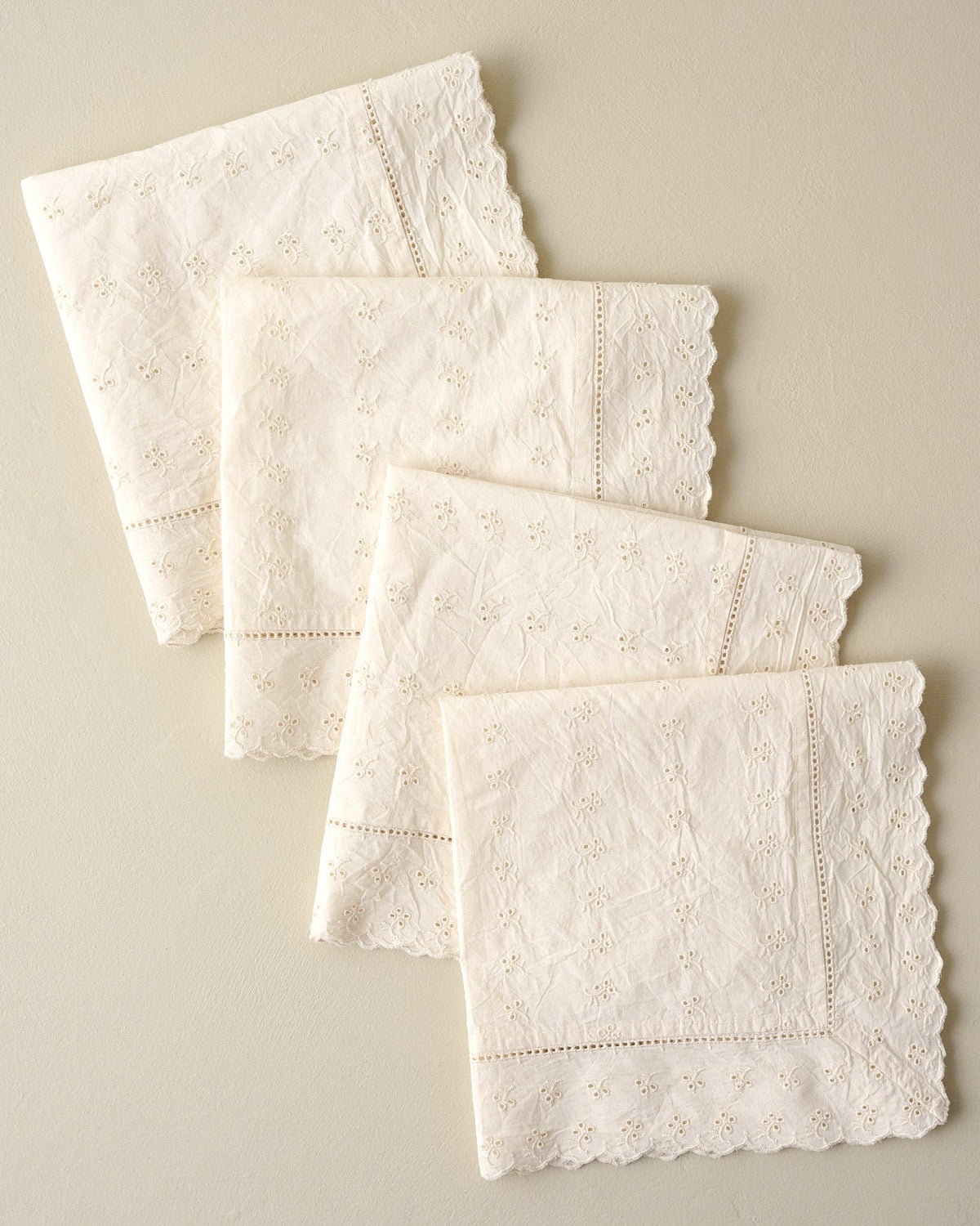 Mavelle Antique White Eyelet Napkin Set of Four cloth napkin set - Detail View