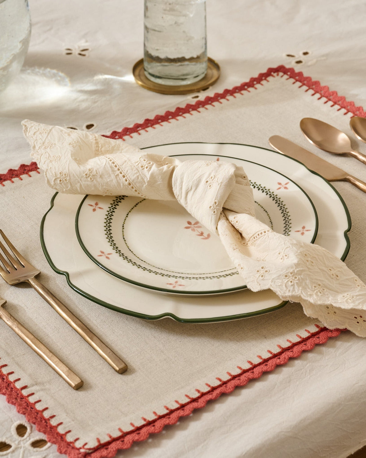 Mavelle Antique White Eyelet Napkin Set of Four cloth napkin set - Close-Up