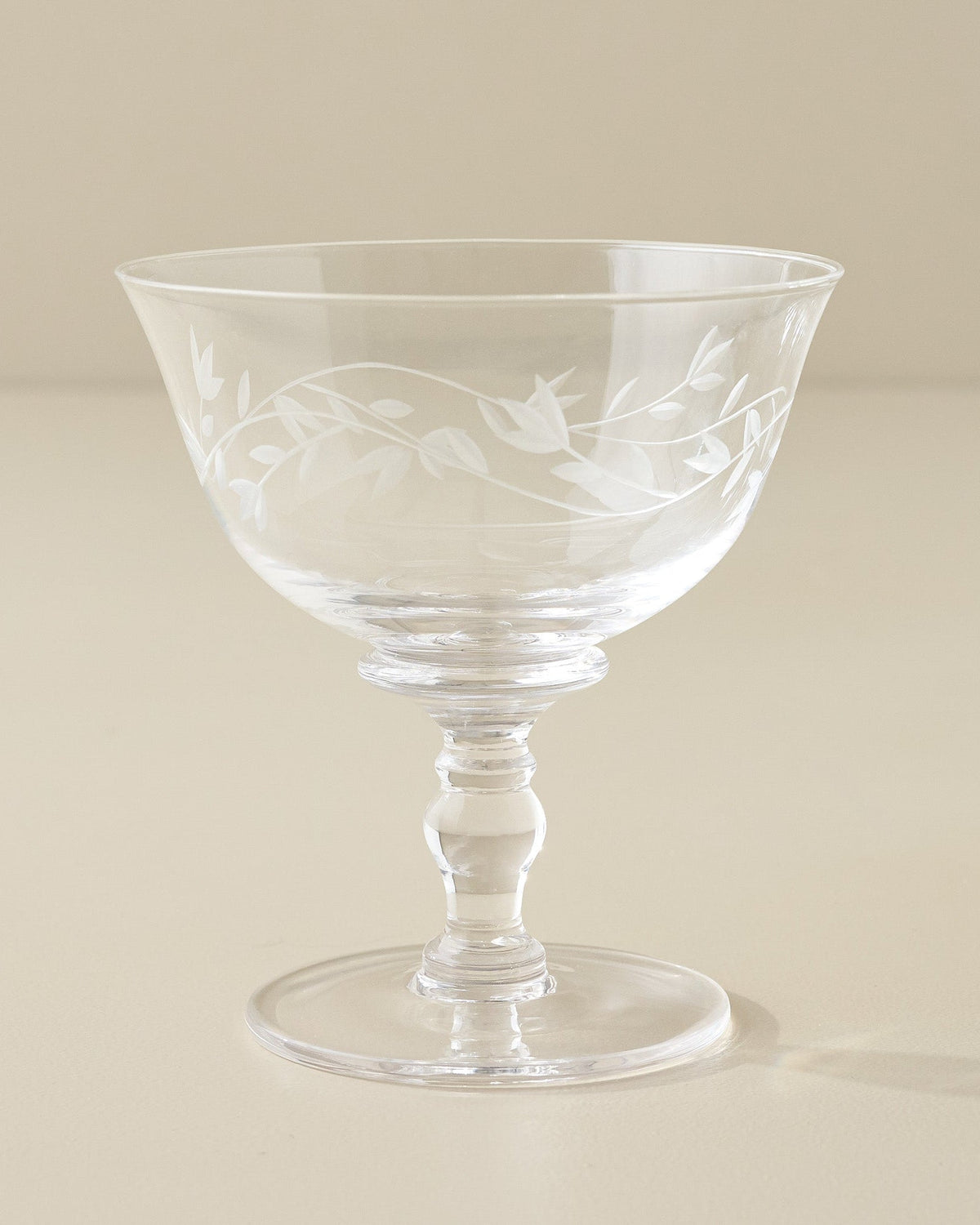 Mavelle Vintage-Inspired Etched Glass Coupe drinking glass