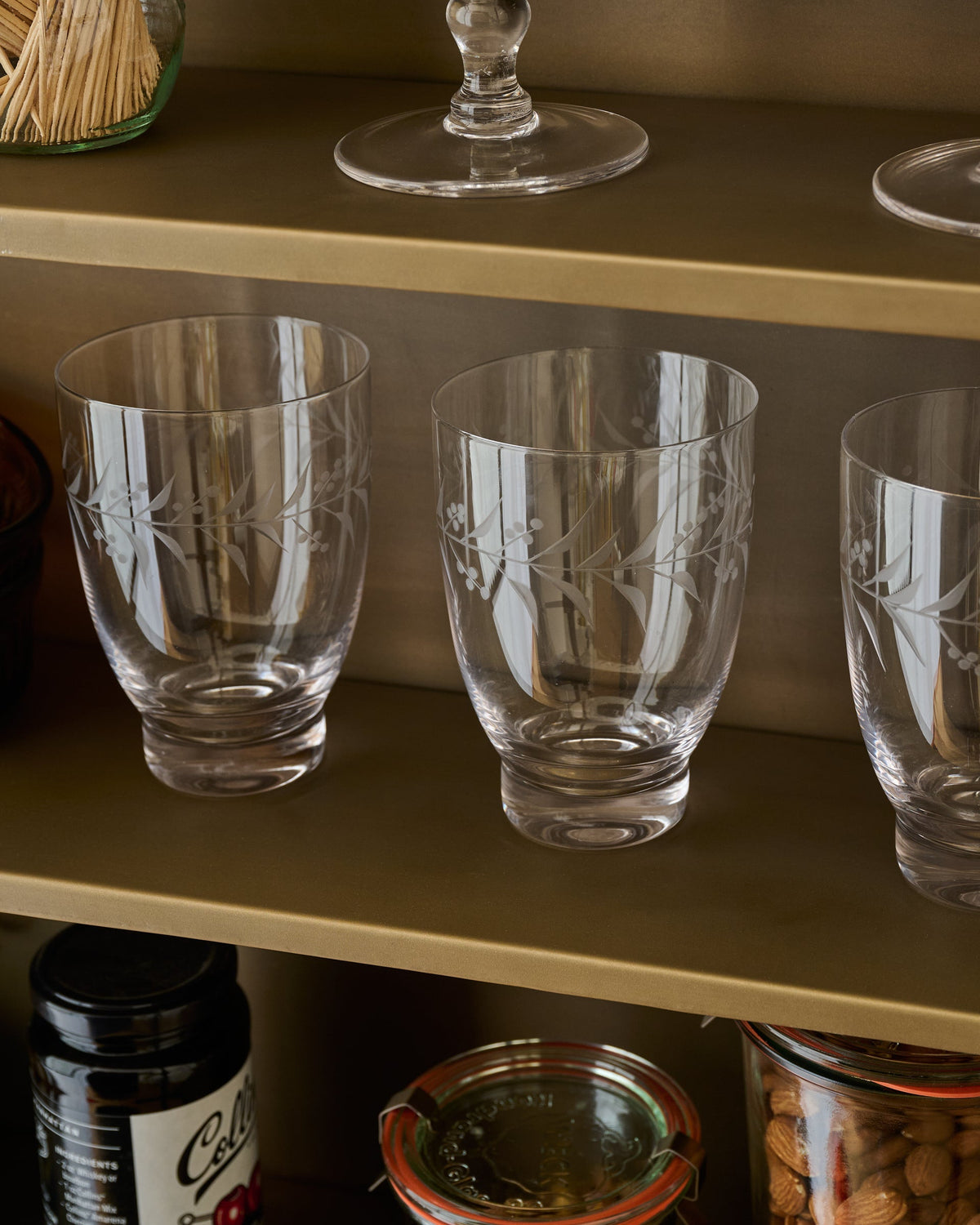 Mavelle Vintage-Inspired Etched Glass Tumbler drinking glass