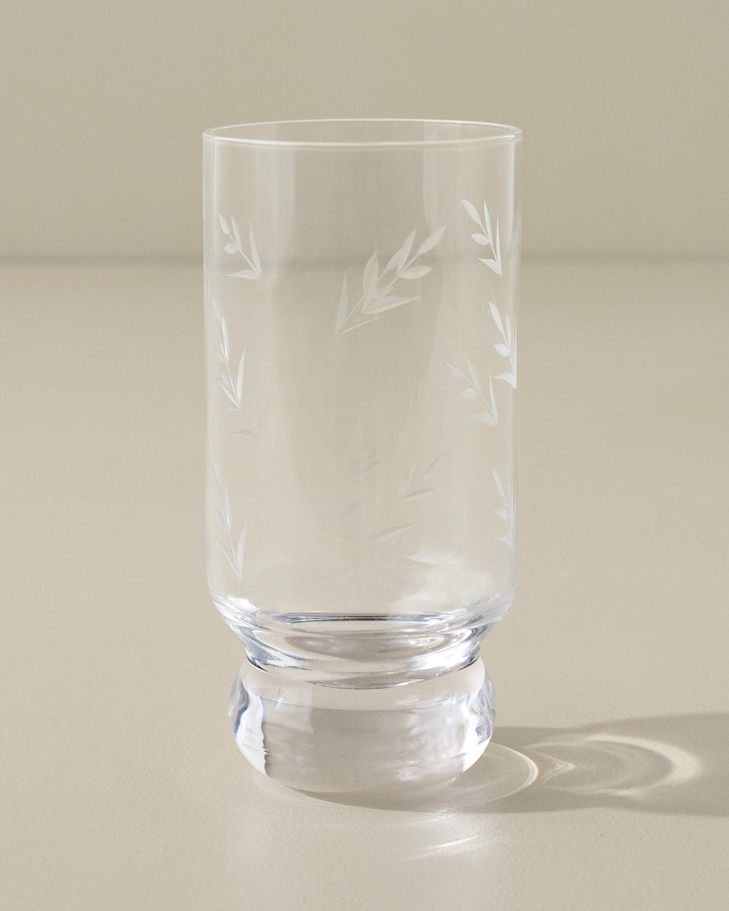 Mavelle Vintage-Inspired Etched Glass Drinkware Bundle drinking glass - Side View