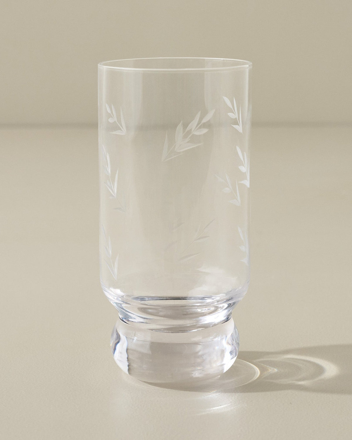 Mavelle Vintage-Inspired Etched Glass Drinkware Bundle drinking glass - Side View