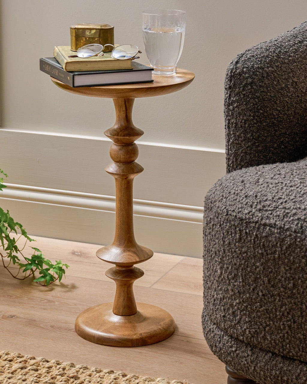 Mavelle Enzo Turned Wood Drink Table side table - Detail View